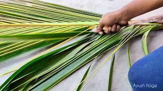 How to make coconut broom from coconut branch/leaf handmade at home | Ayush Hage|