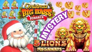 R100 Bet on Christmas Big Bass Bonanza! Mystery Choice on 5 Lions Megaways!