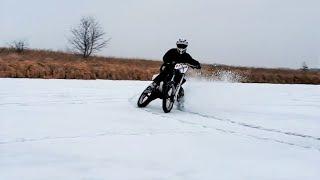 Riding Dirt Bikes on Ice for Our First Time |Homemade Studded tires!|