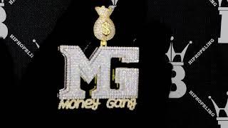 MG Money Gang VVS CZ Hip Hop Gold Iced Out Pendant | Bling Bling Jewelry