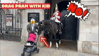 Shocking Footage: King's Guard Horse Almost Drags Pram with Child!