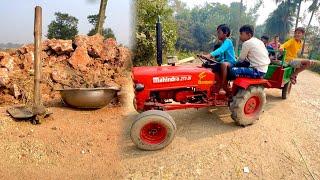 Came With Mini Mahindra Tractor And Paved The Road With Rabish bricks | Mini Tractor | Rabish Bricks