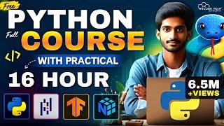 PYTHON Full Course for Beginners in 16 Hour (with Projects + Questions) | Learn Python Tutorial 2024