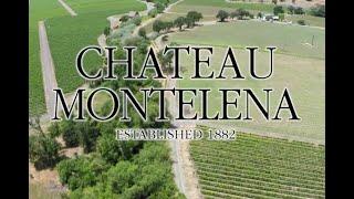 Chateau Montelena, Napa Valley, California, USA. Vineyards and drone