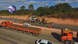 PAVIMENTAÇÃO EM CONCRETO VISTA DE CIMA OBRAS DUPLICAÇÃO BR 381 _ MINAS GERAIS!