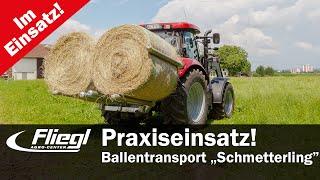 Ballen fahren / Ballen laden mit dem Ballentransport Schmetterling | Fliegl Agro Center