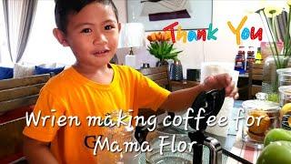 3-year Old Wrien While Making Cofee