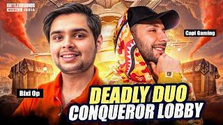 Bixi Op & Capi Gaming Dominating Conqueror Lobby  | Fastest 1v4 Solo vs Squad Clutches | BGMI