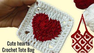 Beginner's Guide: Crochet Hearts Tote bag idea @sara1111Step by Step Instructions