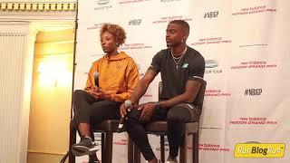 Nia Ali and Trayvon Bromell at NBIGP 2020 Press Conference