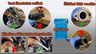 Test žhavicích svíček, čištění EGR ventilu, mytí v boxu značky IBS a kontrola olejového sítka turba!