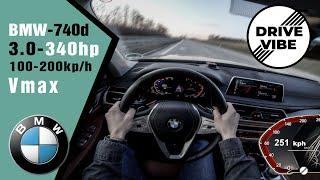[4k] BMW 740d (2020) 340hp - POV - 0-100 - 100-200kph Autobahn - Vmax - TopSpeed