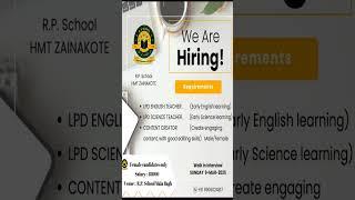 new jobs at RP School 2025/salary 18000/ Teaching jobs in RP school/RP school Zainakot srinagar