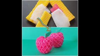 Fruit foam net Wrapper reuse ideas| Apple cover craft | Best out of waste | Apple craft