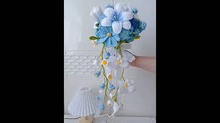 Azure Elegance: The Blue Crochet Cascade for Your 'I Do' #crochetflowers