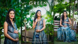 Photoshop tutorial: How to Edit outdoor maternity photography I Photoshop Green Preset