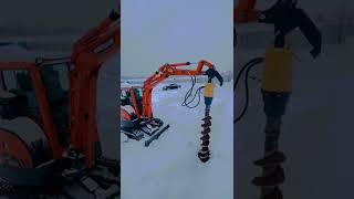 Работа мини Экскаватора Doosan dx35z с навесным гидробуром Delta rd6; диаметр шнека 300мм глубина 2м