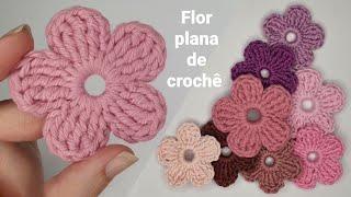 Flor plana de crochê - AULA FÁCIL