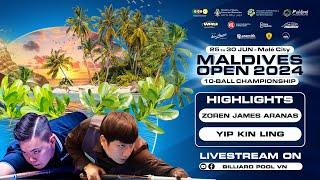 HIGHLIGHTS | Zoren James Aranas vs Yip Kin Ling | Maldives Open 2024 - 10 Ball Championship |ROUND48