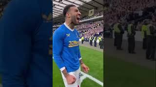 Connor Goldson celebrating Rangers win against Celtic