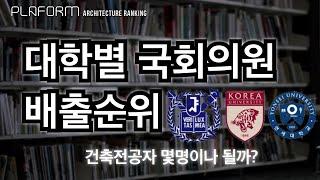 국회의원 어느대학에서 가장 많이 배출하나? 대학별 순위 (feat. 건축공학/실내건축학과 출신 국회의원 어느학교가 가장 많나?)