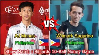 AJ Manas VS Wilmark Sagarino | Show Match : Billiards 10-Ball Money Game - Race to 15