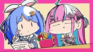 Aqua eats candy next to Pekora.【Animated Hololive/Eng sub】【Pekora/Aqua/Sora/Zeta/Ollie/Flare/Marine】