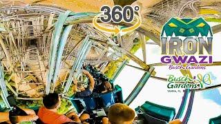 VR 360 5K Iron Gwazi Roller Coaster On Ride Back Seat POV Busch Gardens Tampa 2023 03 13