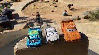 Disney Cars 3 Toys at the Park - Thunder Hollow demo derby PaTty Pileup  live toy unboxing