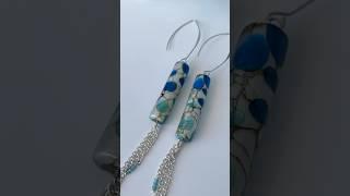 Translucent Water Drop Earrings - Polymer Clay Tube Bead Earrings