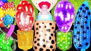 ASMR RAINBOW DRINKS *VAMPIRE BABY BOTTLE BOBA TEA, JELLY CANDY, EDIBLE FROG EGGS, SEA GRAPES 신기한 물먹방