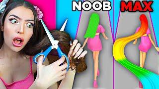 Noob vs MAX LEVEL in Crazy Hair Challenge!