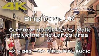  Brighton UK Seaside City and Lanes ⎮Barefoot Walking Video  