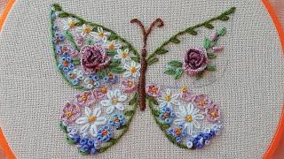 Floral embroidery : Amazing Flower Butterfly | Easy Stitch