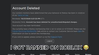 I GOT FREAKING BANNED ON ROBLOX FOR THE DUMBEST REASON… (sobbing rn)