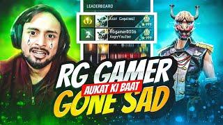 Region Top 1 Angry YouTuber  Rg Gamer Gone Sad After Losing a Game On Live  - Garena Free Fire