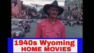 " SUMMER IN WYOMING " 1940s HOME MOVIE   UNIVERSITY OF WYOMING, SUMMER CAMP, CHEYENNE RODEO 44424