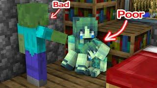 Poor Baby Zombie Girl and Bad Zombie Dad - Minecraft Animation