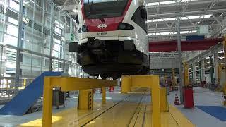 Bogie exchange with underfloor lifting installation of Windhoff