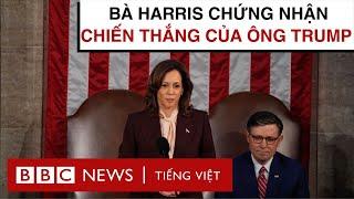 KHOẢNH KHẮC BÀ HARRIS CHỨNG NHẬN CHIẾN THẮNG CỦA ÔNG TRUMP