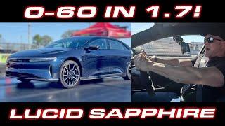 WORLD RECORD * How to launch the Lucid Sapphire down the 1/4 Mile * 0-60 MPH in 1.7 Seconds!