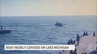 Video shows two passengers knocked off of boat on Lake Michigan Saturday