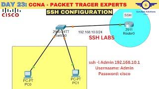 CCNA DAY 23: Configuring SSH on Cisco Router | SSH configuration in Cisco packet tracer