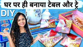 Tried Resin Art First Time | Study Table, Tray & Coasters DIY | Home Decor Ideas