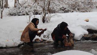 Surviving the Coldest Village with Heavy Snowfall in Afghanistan -63°C | Cooking Beef Head