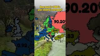 How much is 1 USD in your country? #geography #europe #mapping