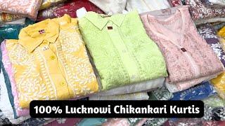 PURE LUCKNOWI CHIKANKARI KURTIS COLLECTION OF BIGGEST MANUFACTURER IN LUCKNOW MARKET