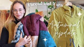 ️Cosy autumn update | sewing and knitting projects, hand-quilting, natural dyes and autumn walks 