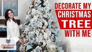 DECORATE YOUR FLOCKED CHRISTMAS TREE LIKE A DESIGNER – Luxurious Ribbon, Picks and Statement Pieces!