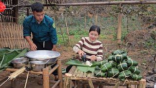 Kind man and Dua make banh chung to celebrate traditional Vietnamese New Year